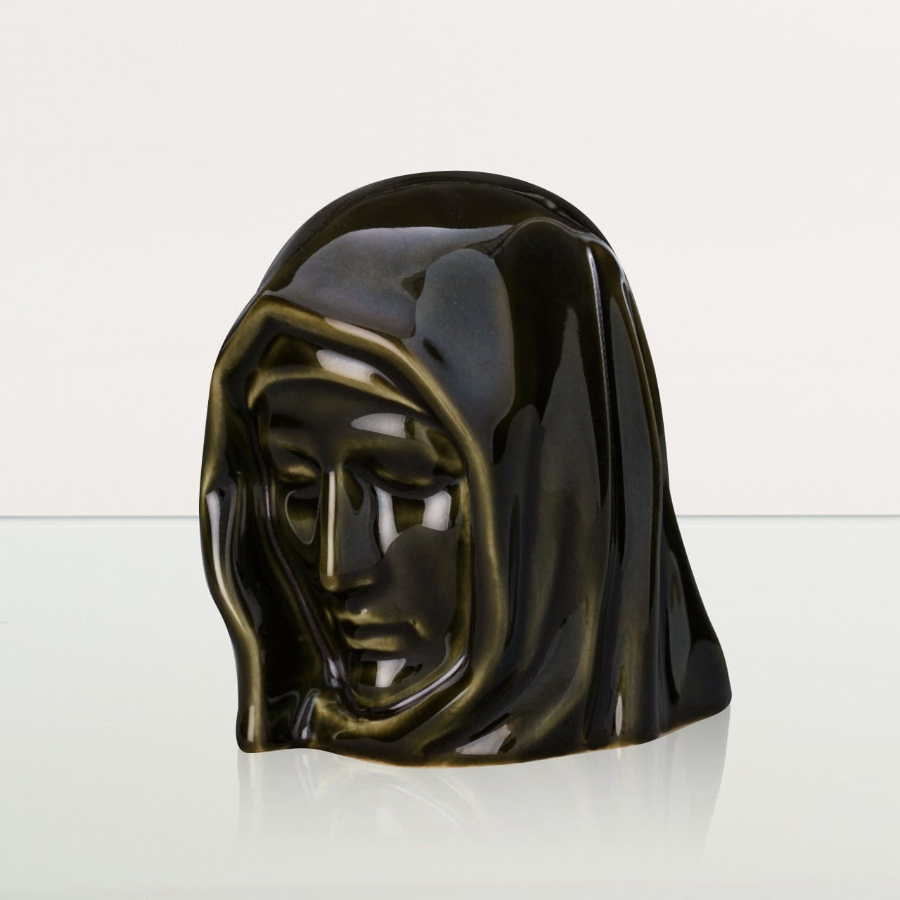 Handmade Mini Keepsake Urn "The Holy Mother" - Oily Green | Ceramic Mini Urn - Pulvis Art Urns