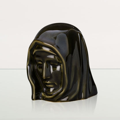 Handmade Mini Keepsake Urn "The Holy Mother" - Oily Green | Ceramic Mini Urn - Pulvis Art Urns