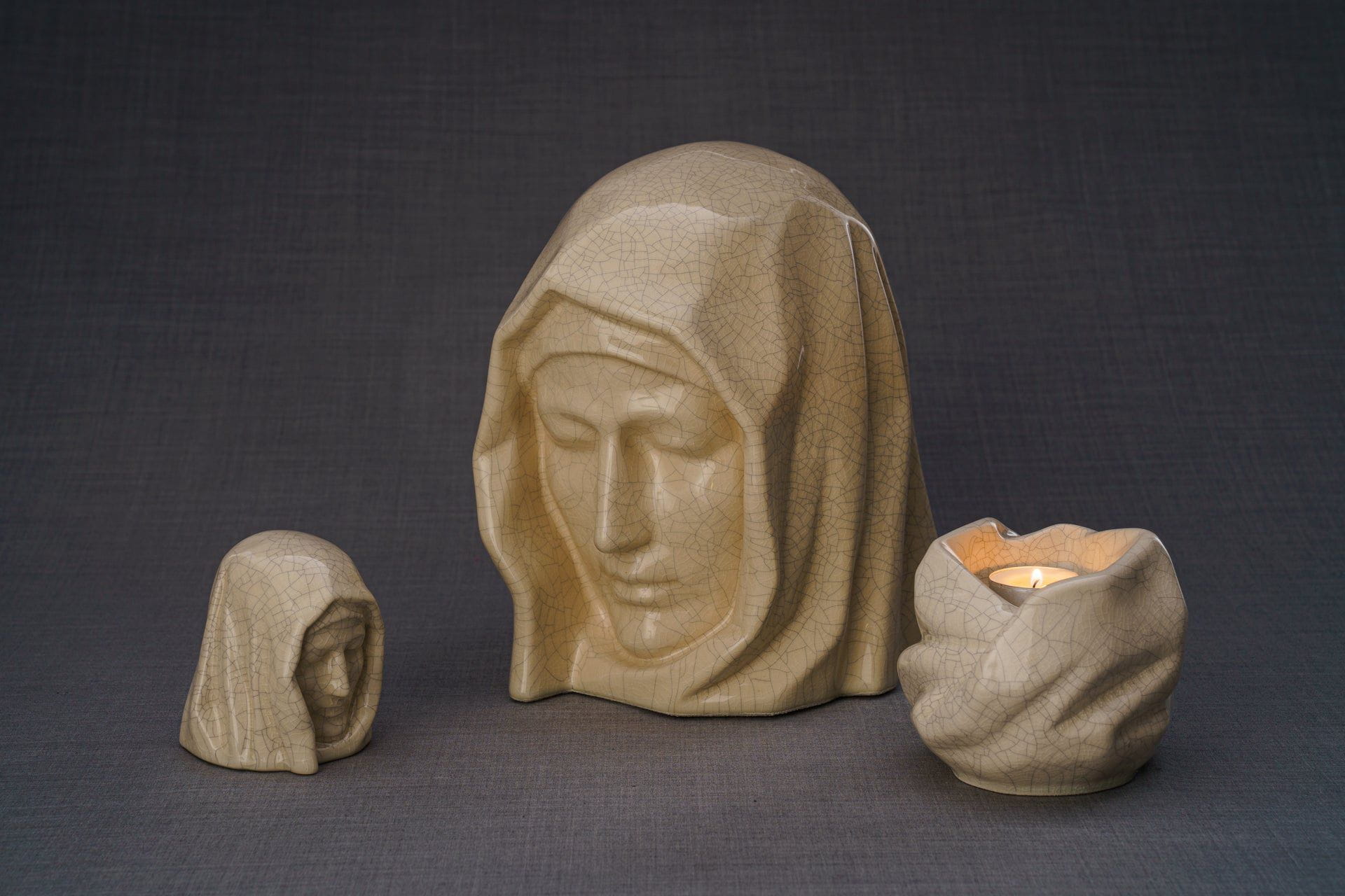 Handmade Mini Keepsake Urn "The Holy Mother" - Off-white | Mini Ceramic Urn - Pulvis Art Urns