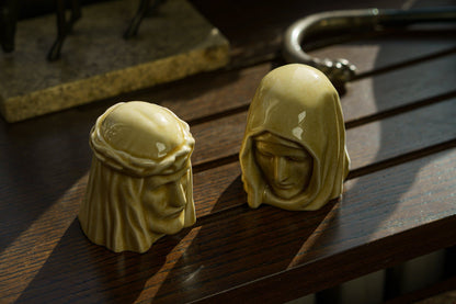 Handmade Mini Keepsake Urn "The Holy Mother" - Off-white | Mini Ceramic Urn - Pulvis Art Urns