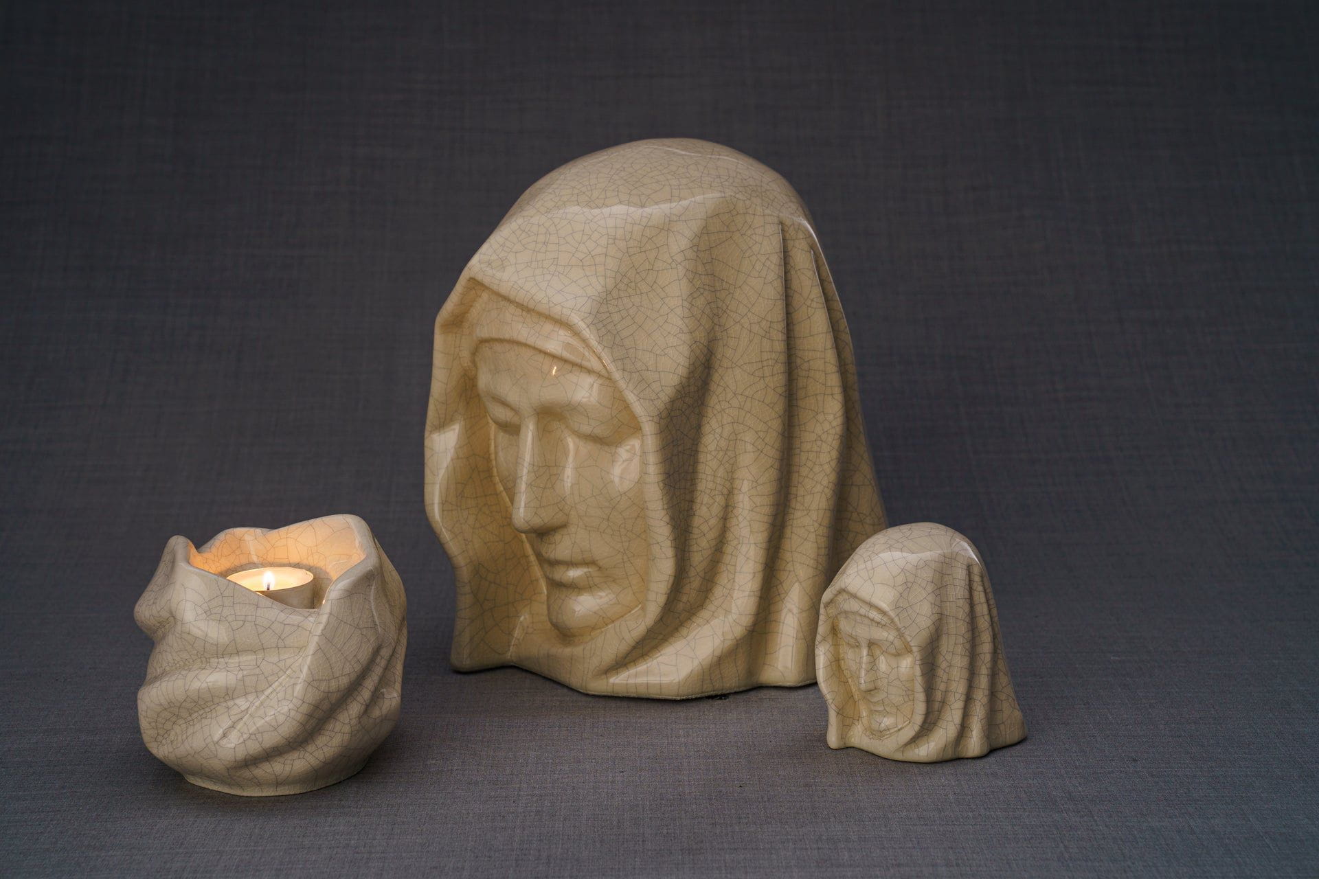 Handmade Mini Keepsake Urn "The Holy Mother" - White Mini Urn | Ceramic - Pulvis Art Urns