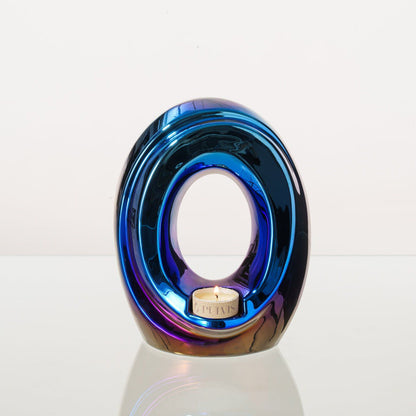 Artisan Cremation Urn for Ashes "The Passage" - Medium Urn | Glossy Blue | Ceramic - Pulvis Art Urns