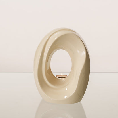 Artisan Cremation Urn for Ashes "The Passage" - Medium Urn | Off-White | Ceramic - Pulvis Art Urns