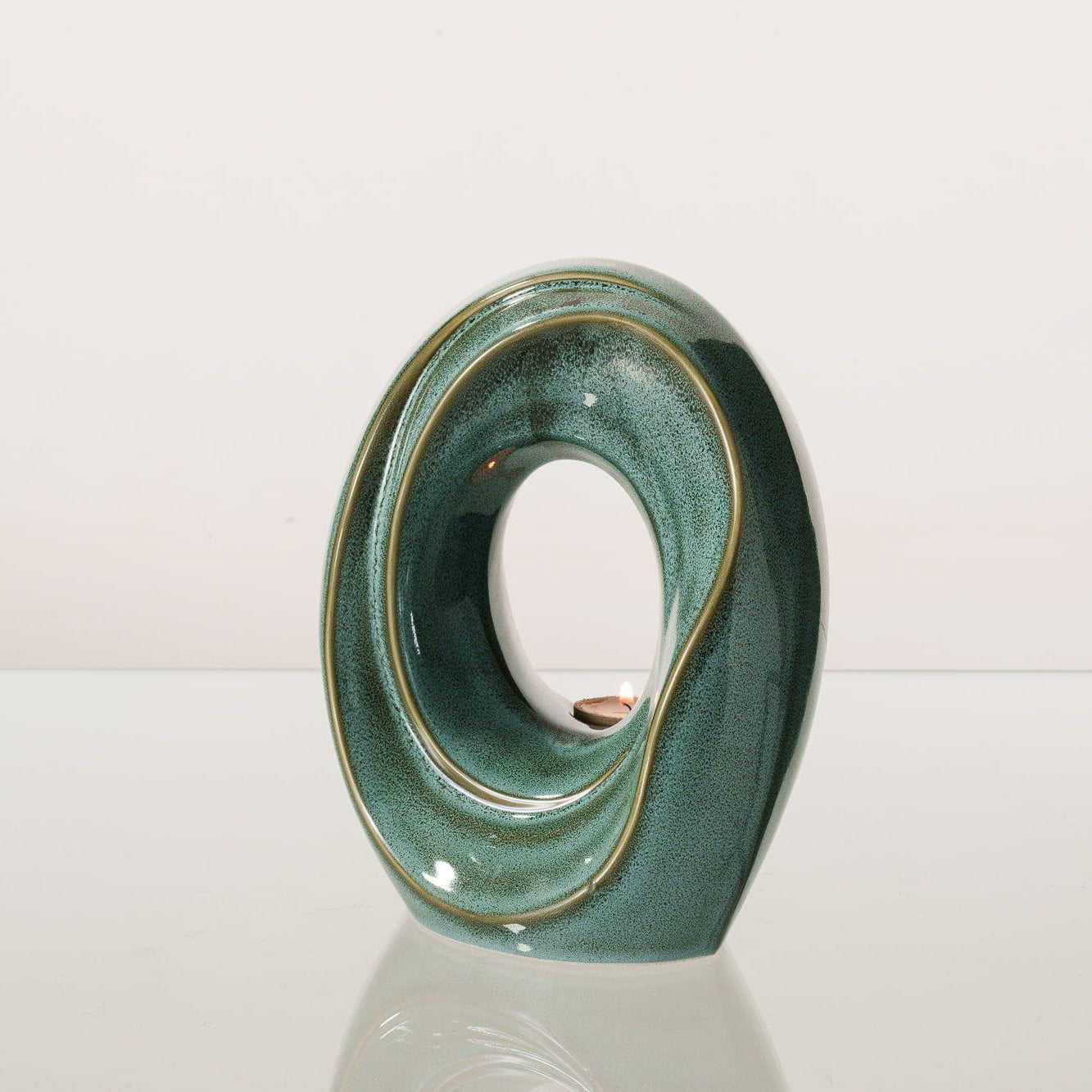 Cremation Urn for Ashes "The Passage" - Medium Urn | Oily Green Melange | Ceramic - Pulvis Art Urns
