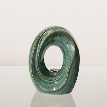Cremation Urn for Ashes "The Passage" - Medium Urn | Oily Green Melange | Ceramic - Pulvis Art Urns