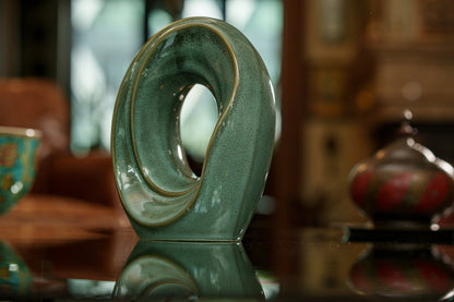 Cremation Urn for Ashes "The Passage" - Medium Urn | Oily Green Melange | Ceramic - Pulvis Art Urns