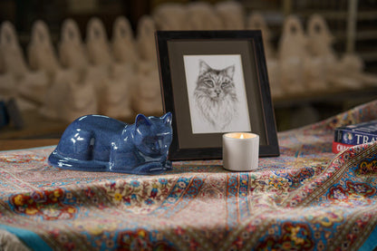 Mini Cat Memorial Bundle - 4 Pieces - Portrait | Urn | Nameplate Holder | Scented Candle - Pulvis Art Urns