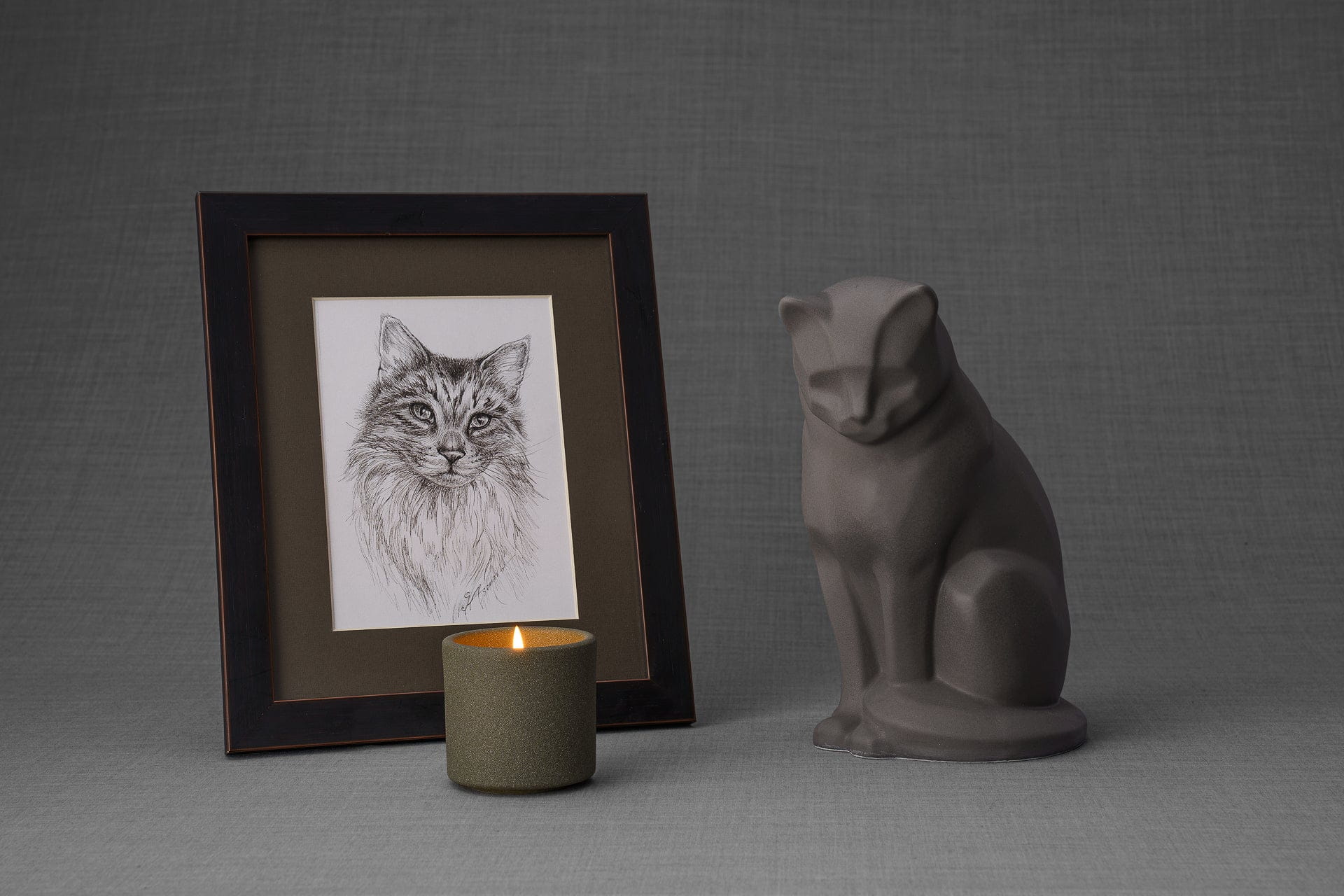 Neko Memorial Bundle - 4 Pieces - Portrait | Urn | Nameplate Holder | Scented Candle - Pulvis Art Urns