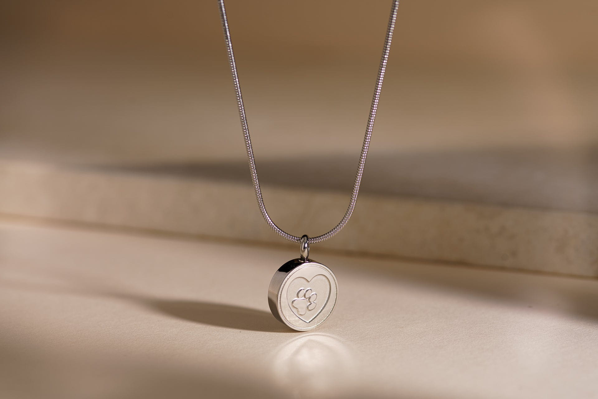 Pet Cremation Necklace – Paw | Stainless Steel | Memorial Jewelry | Silver Finish - Pulvis Art Urns