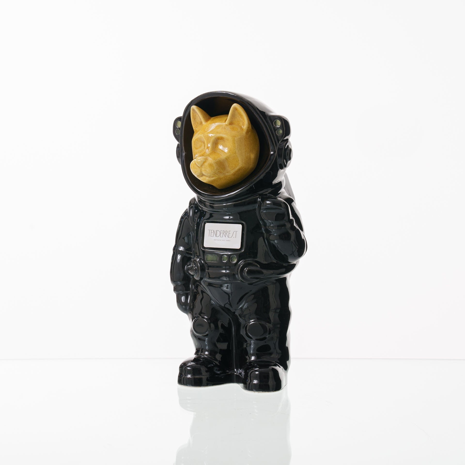 Pulvis Art Urns Pet Cremation Urn Black / Yellow / Yes (+$50) Customizable Pet Cremation Urn - Dog | Ceramic Handmade Figure
