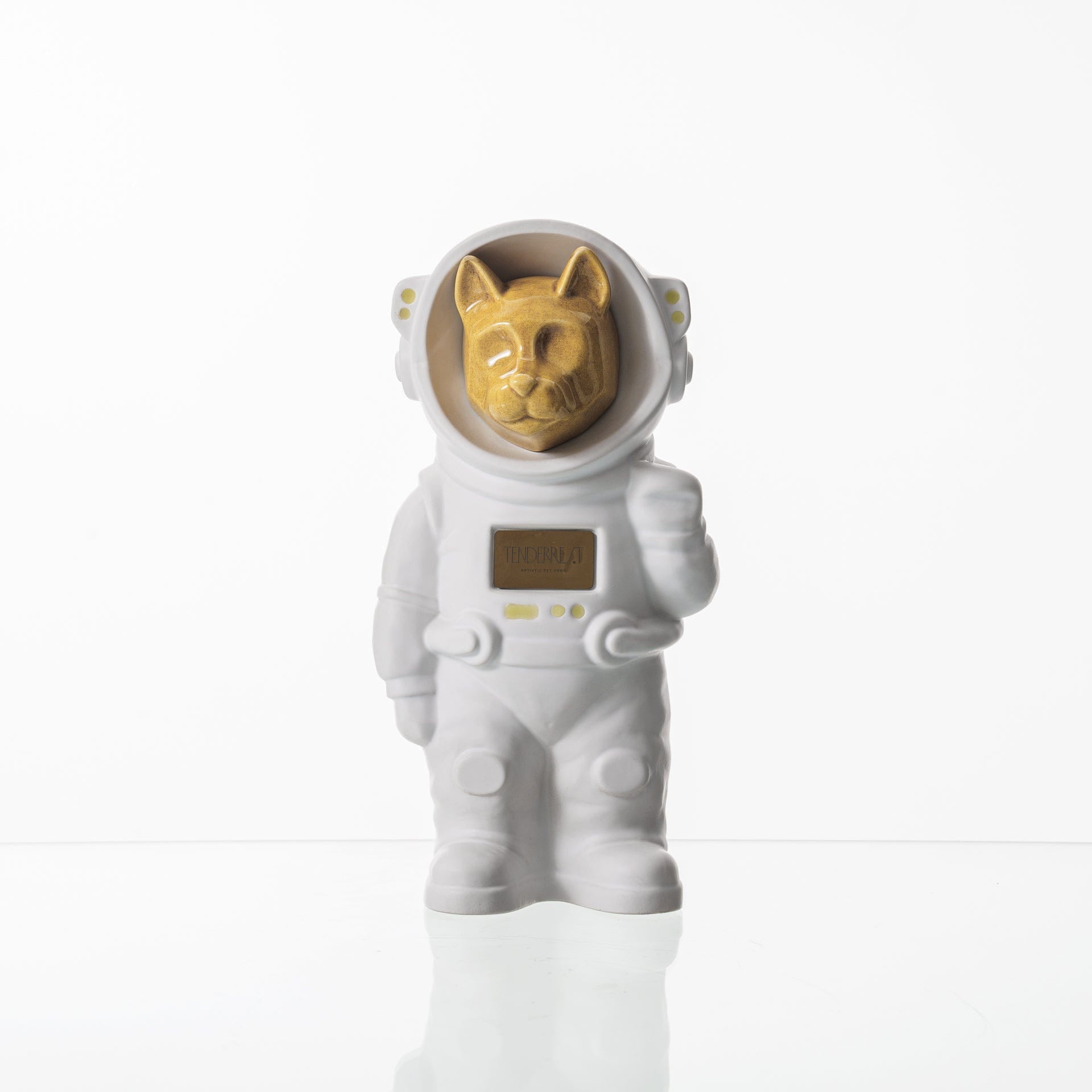 Pulvis Art Urns Pet Cremation Urn White Matte / Yellow / Yes (+$50) Customizable Pet Cremation Urn - Dog | Ceramic Handmade Figure