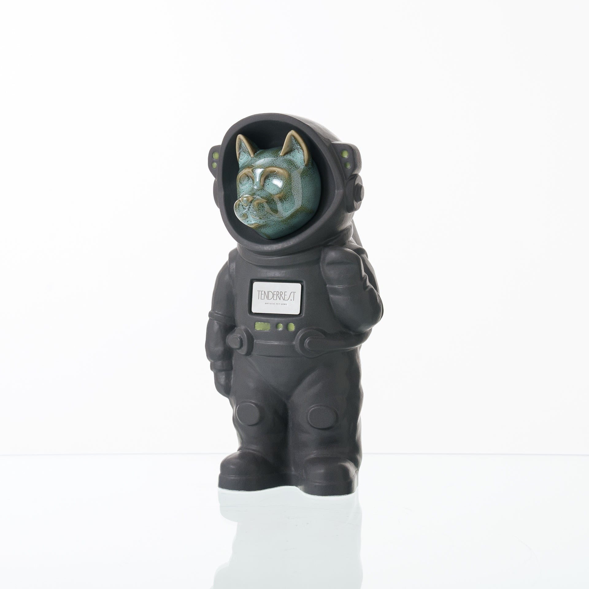Pulvis Art Urns Pet Cremation Urn Gray Matte / Oily Green / No Customizable Pet Cremation Urn - Dog | Ceramic Handmade Figure