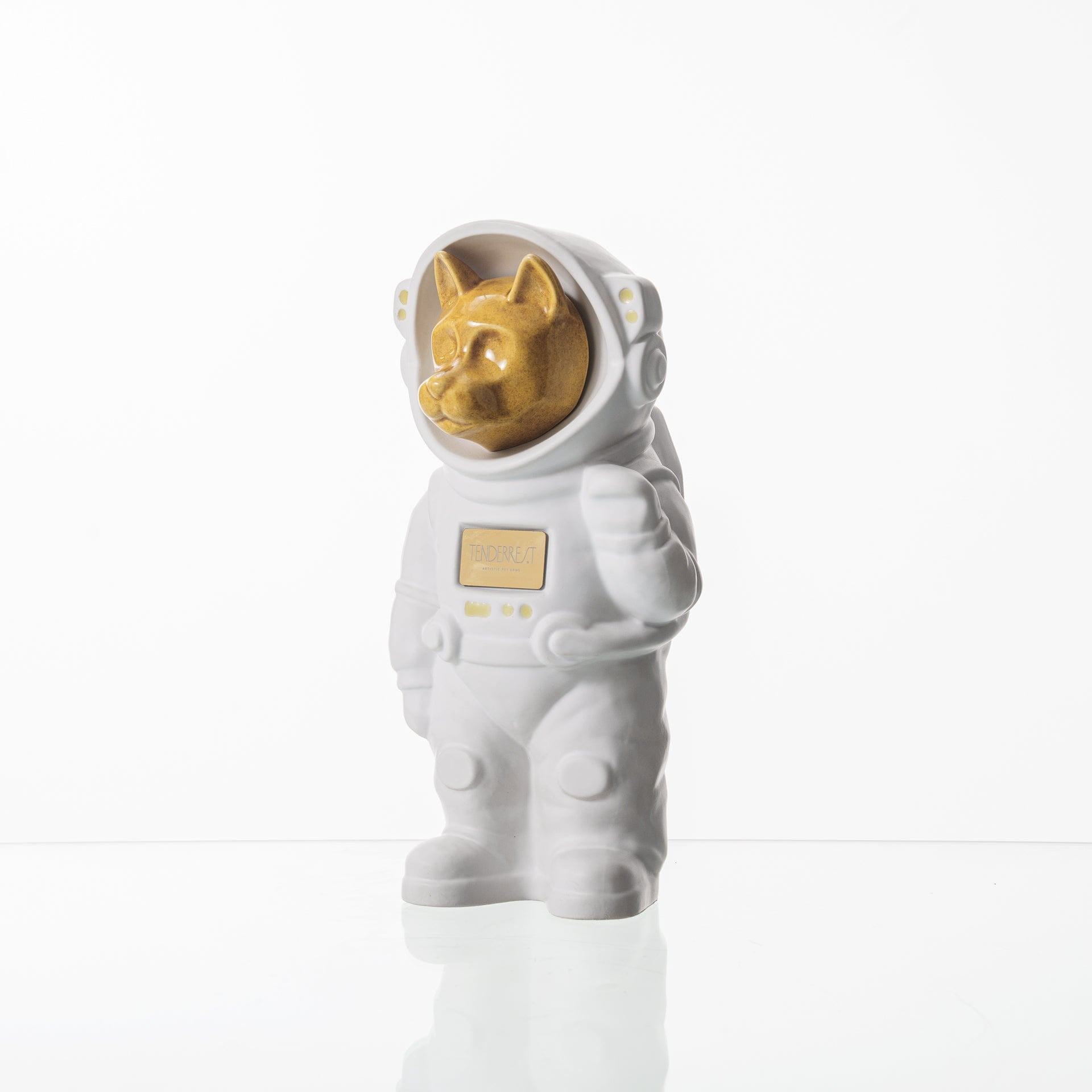Pulvis Art Urns Pet Cremation Urn White Matte / Yellow / No Customizable Pet Cremation Urn - Dog | Ceramic Handmade Figure
