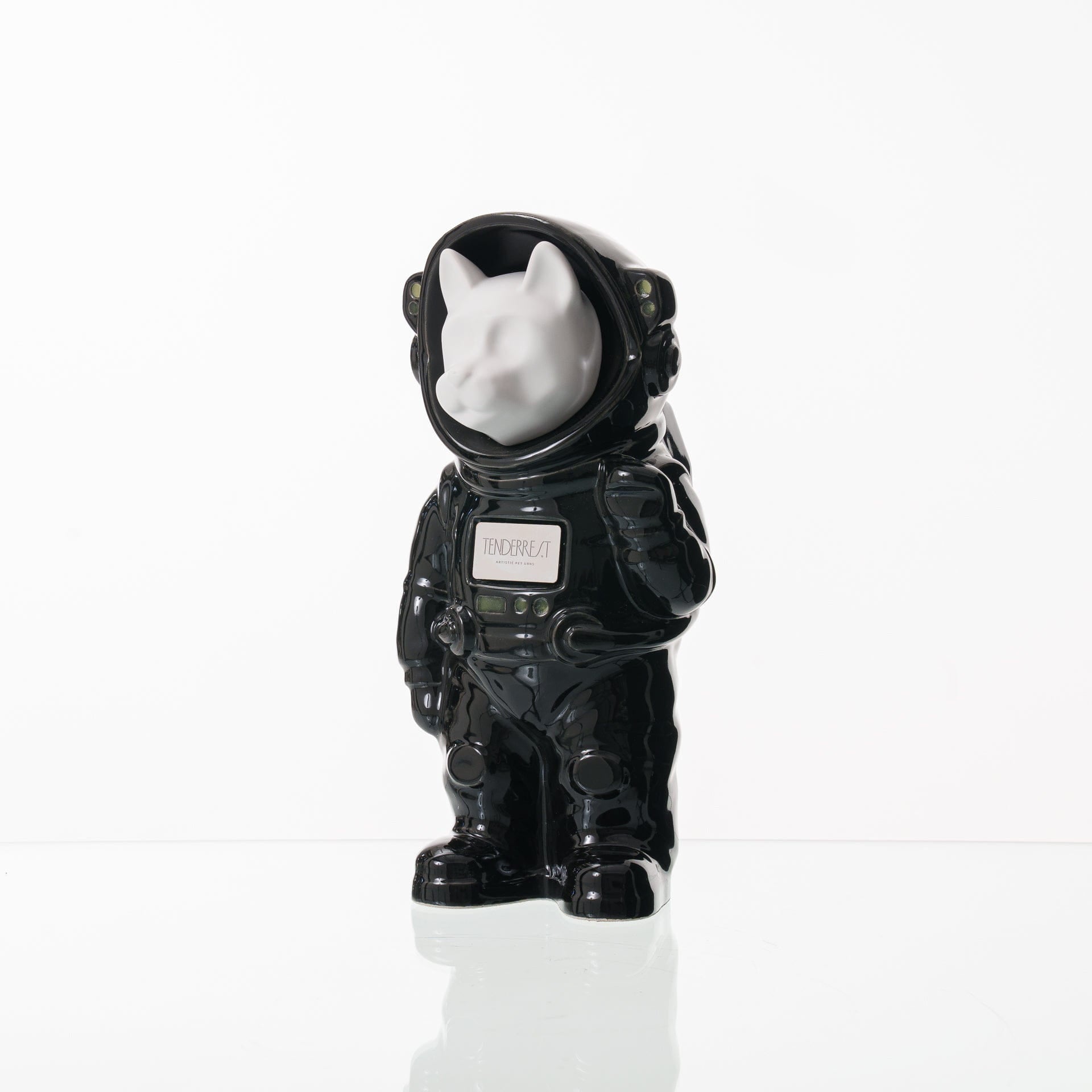 Pulvis Art Urns Pet Cremation Urn Black / White Matte / Yes (+$50) Customizable Pet Cremation Urn - Dog | Ceramic Handmade Figure