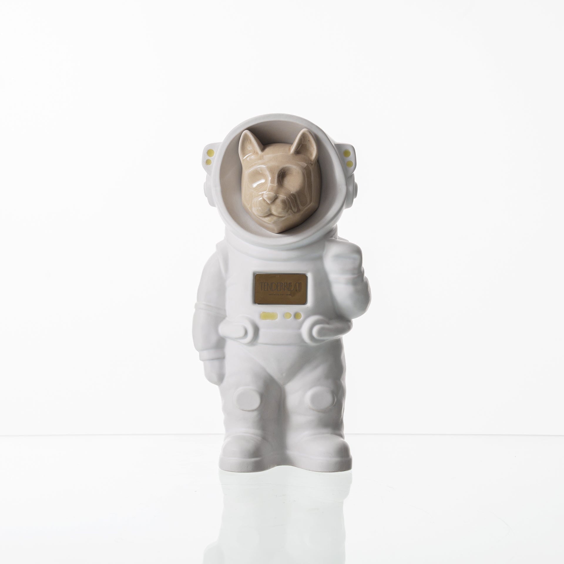 Pulvis Art Urns Pet Cremation Urn White Matte / Beige / Yes (+$50) Customizable Pet Cremation Urn - Dog | Ceramic Handmade Figure