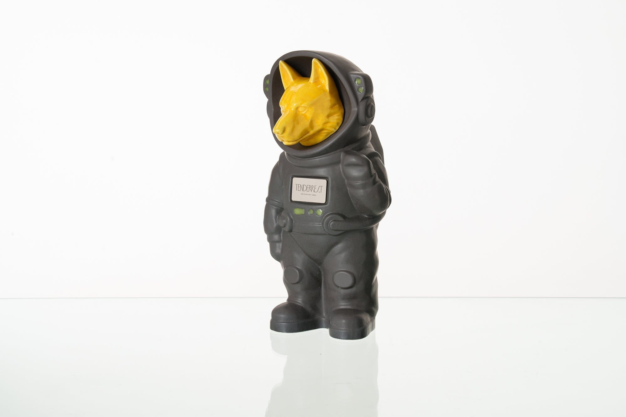 Pulvis Art Urns Pet Cremation Urn Gray Matte / Yellow / Yes (+$50) Dog Cremation Urn German Shepherd - Customizable Figure | Ceramic Pet Urn