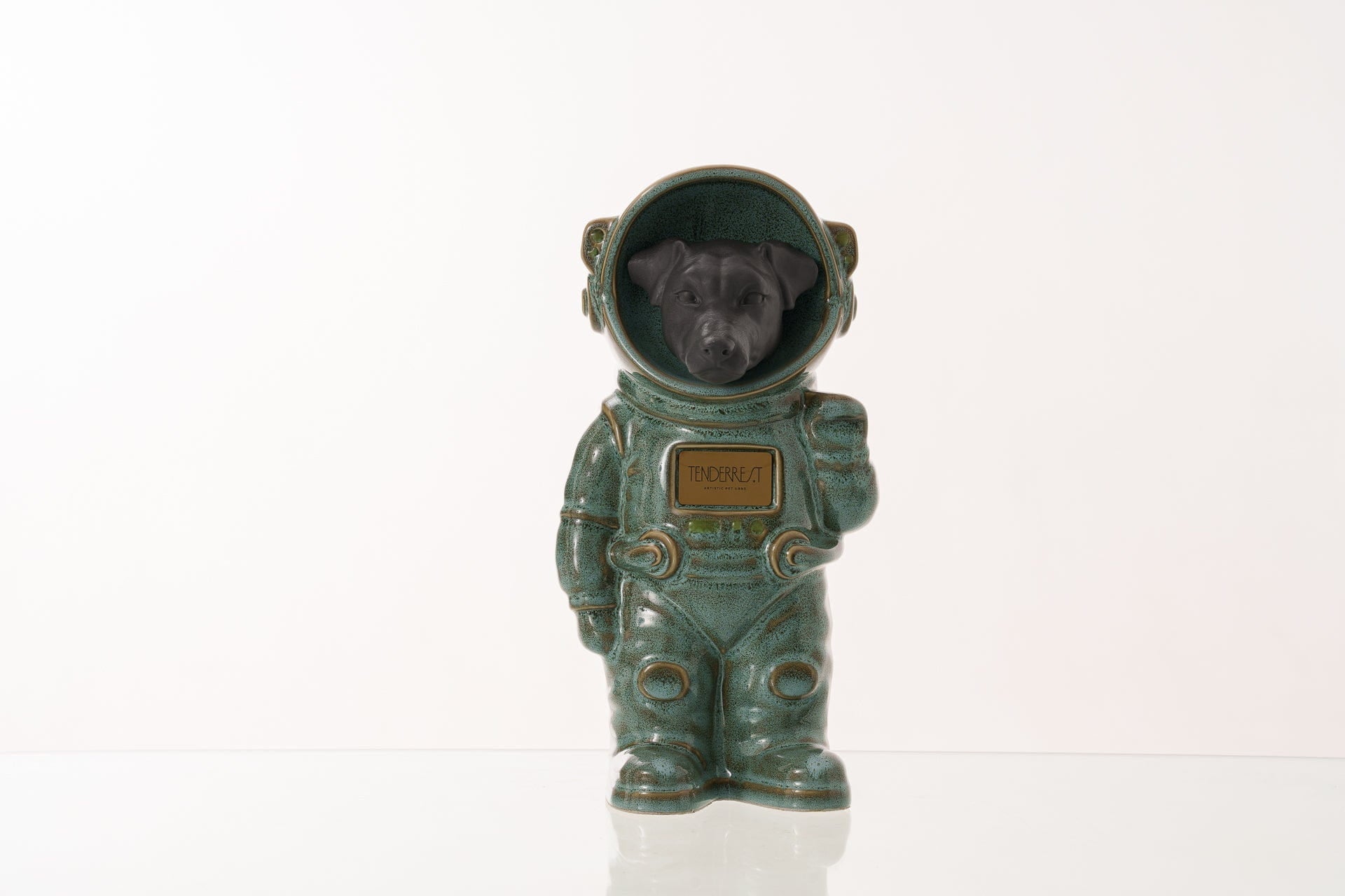 Pulvis Art Urns Pet Cremation Urn Oily Green / Gray Matte / No Dog Cremation Urn Jack Russell - Customizable Figure | Ceramic Pet Urn
