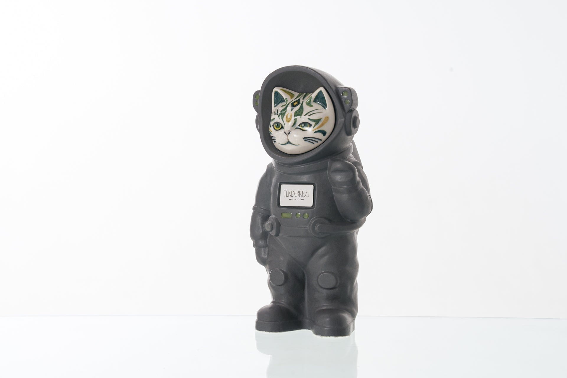 Pulvis Art Urns Pet Cremation Urn Lunar / Gray Matte / No Hand Decorated Pet Urn - Cat | Ceramic Handmade Figure