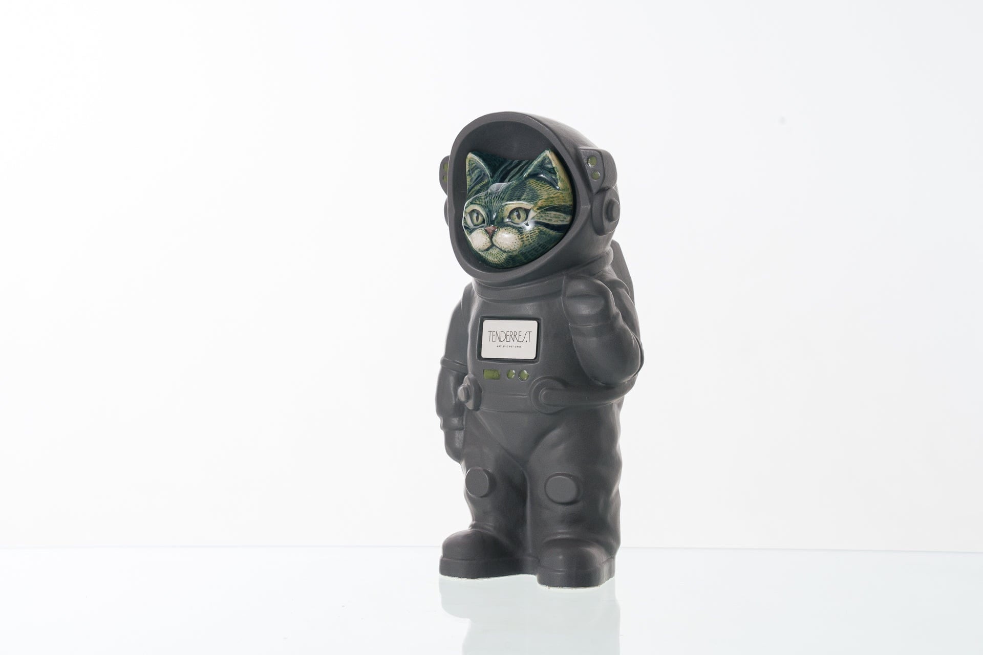 Pulvis Art Urns Pet Cremation Urn Aurora / Gray Matte / Yes (+$50) Hand Decorated Pet Urn - Cat | Ceramic Handmade Figure