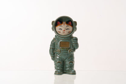 Pulvis Art Urns Pet Cremation Urn Sora / Oily Green / No Hand Decorated Pet Urn - Cat | Ceramic Handmade Figure