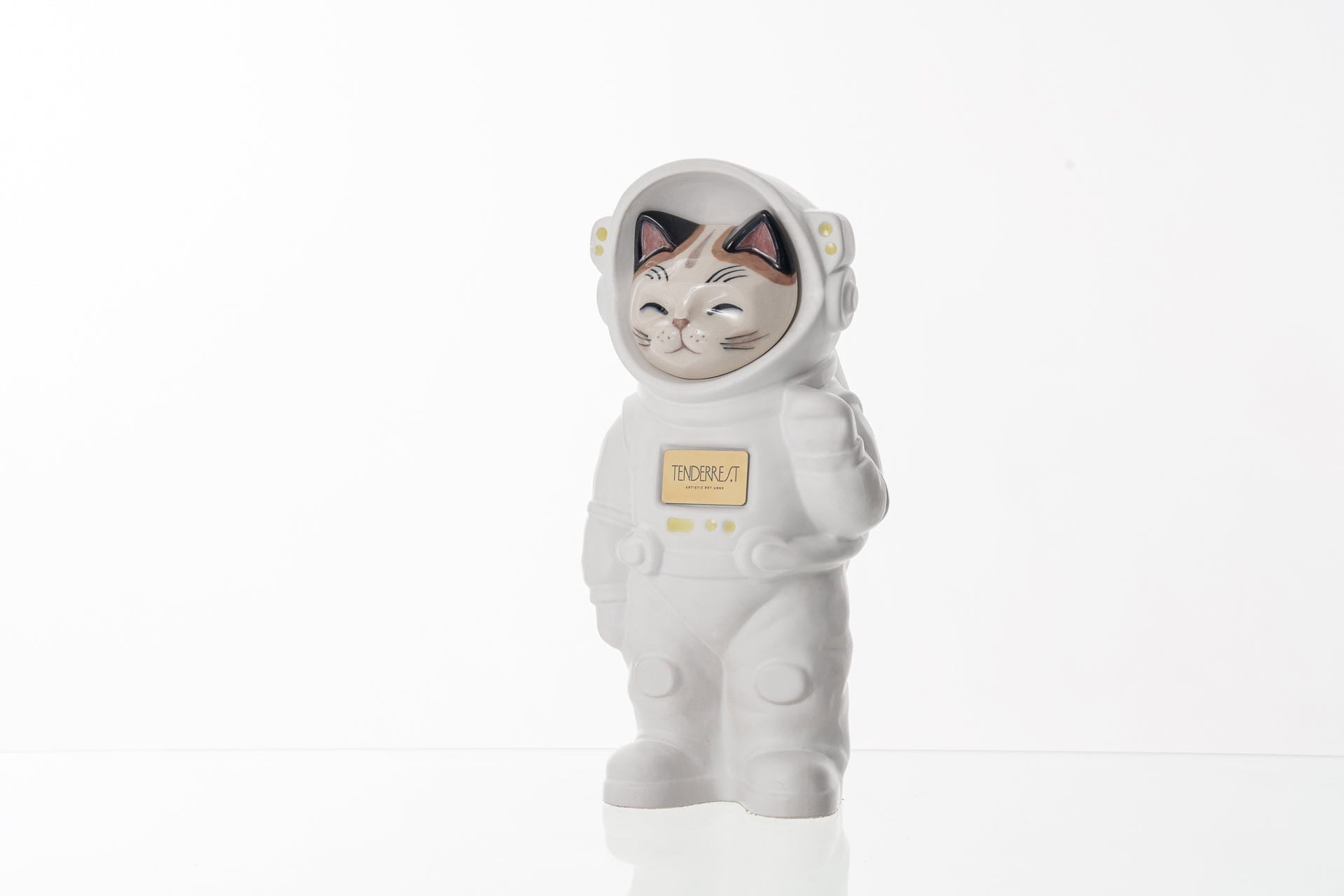 Pulvis Art Urns Pet Cremation Urn Sora / White Matte / Yes (+$50) Hand Decorated Pet Urn - Cat | Ceramic Handmade Figure