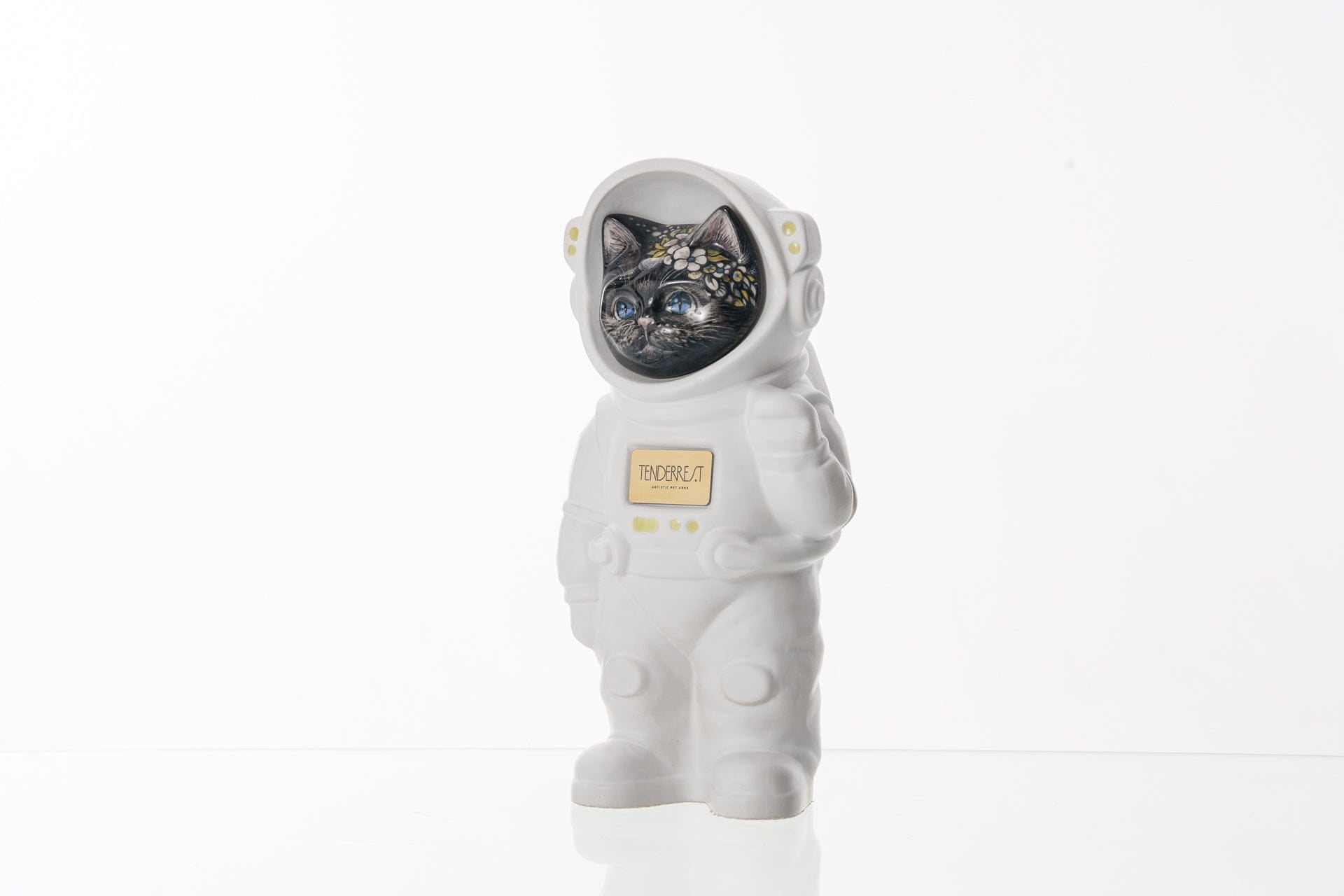 Pulvis Art Urns Pet Cremation Urn Aster / White Matte / Yes (+$50) Hand Decorated Pet Urn - Cat | Ceramic Handmade Figure