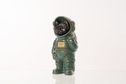 Pulvis Art Urns Pet Cremation Urn Aster / Oily Green / Yes (+$50) Hand Decorated Pet Urn - Cat | Ceramic Handmade Figure