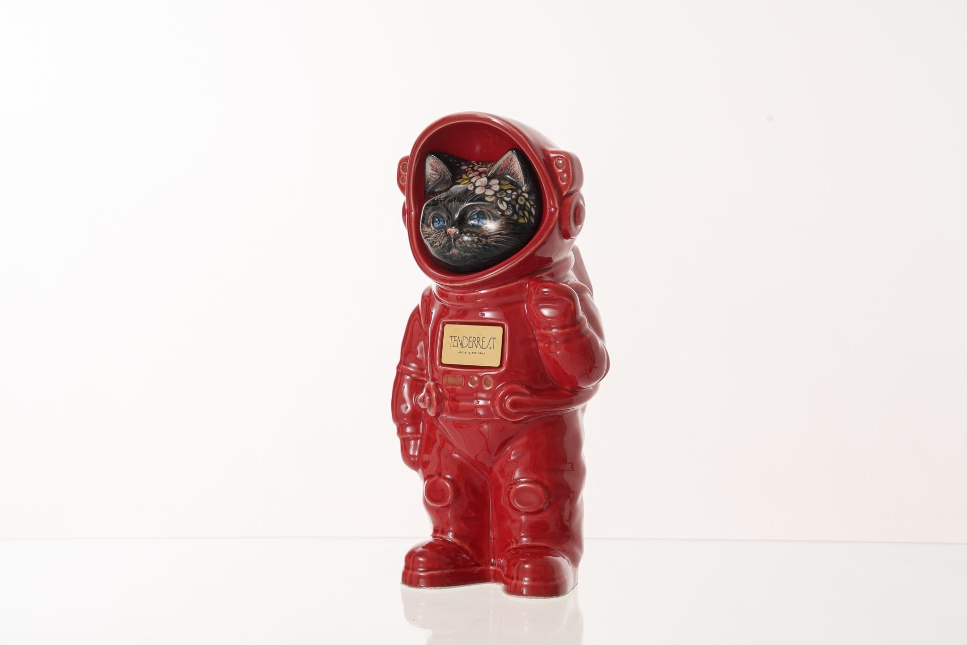 Pulvis Art Urns Pet Cremation Urn Aster / Red / No Hand Decorated Pet Urn - Cat | Ceramic Handmade Figure