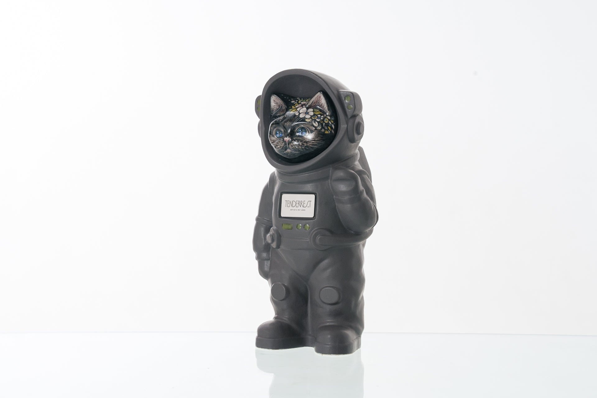 Pulvis Art Urns Pet Cremation Urn Aster / Gray Matte / No Hand Decorated Pet Urn - Cat | Ceramic Handmade Figure