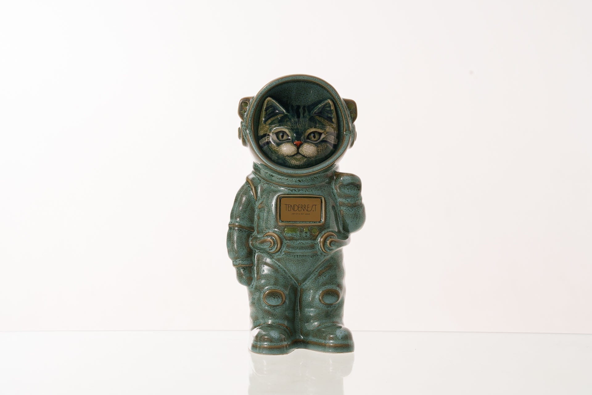Pulvis Art Urns Pet Cremation Urn Aurora / Oily Green / Yes (+$50) Hand Decorated Pet Urn - Cat | Ceramic Handmade Figure