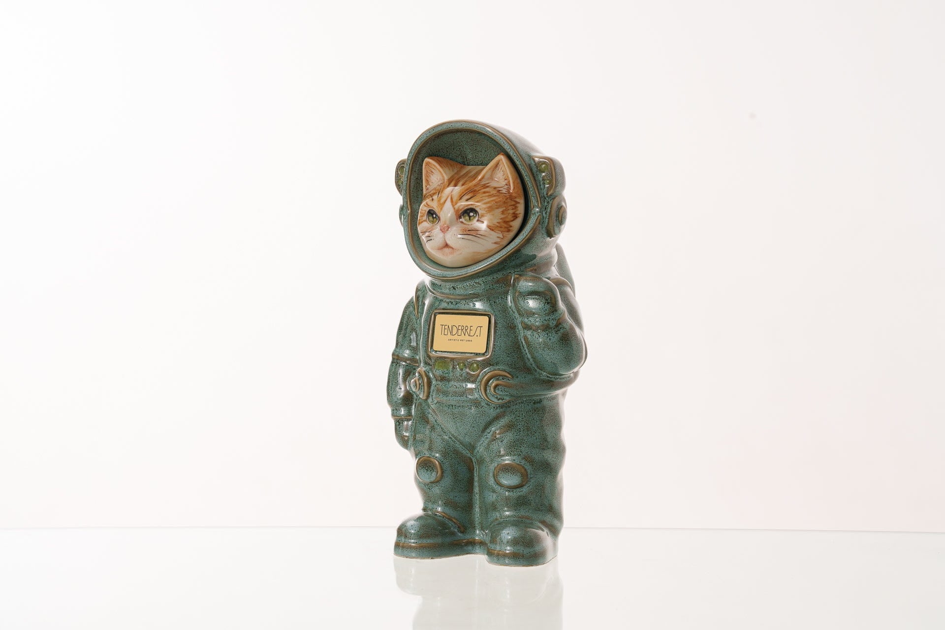 Pulvis Art Urns Pet Cremation Urn Helios / Oily Green / No Hand Decorated Pet Urn - Cat | Ceramic Handmade Figure