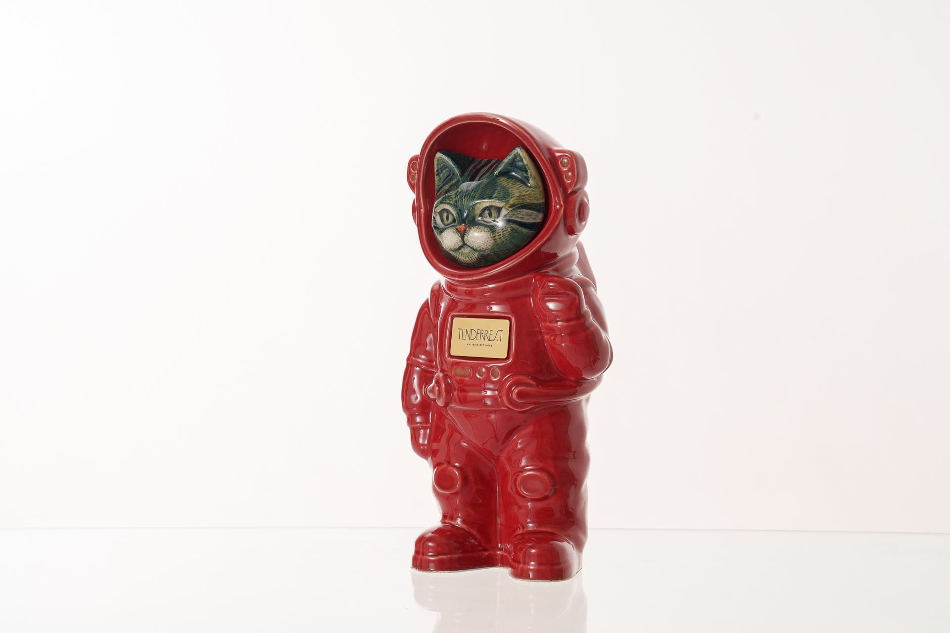 Pulvis Art Urns Pet Cremation Urn Aurora / Red / Yes (+$50) Hand Decorated Pet Urn - Cat | Ceramic Handmade Figure