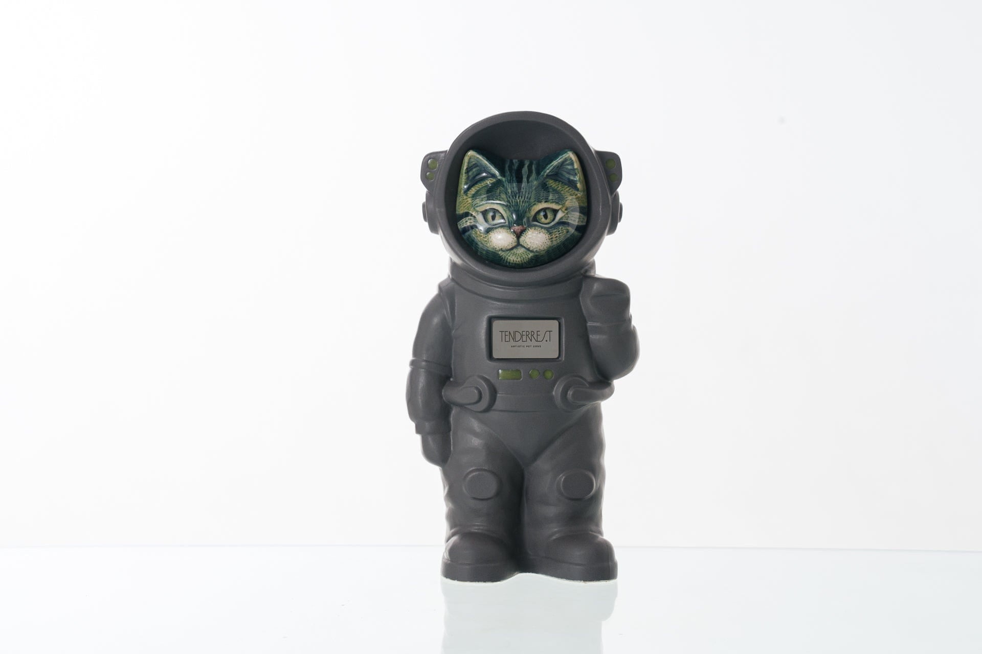 Pulvis Art Urns Pet Cremation Urn Aurora / Gray Matte / No Hand Decorated Pet Urn - Cat | Ceramic Handmade Figure