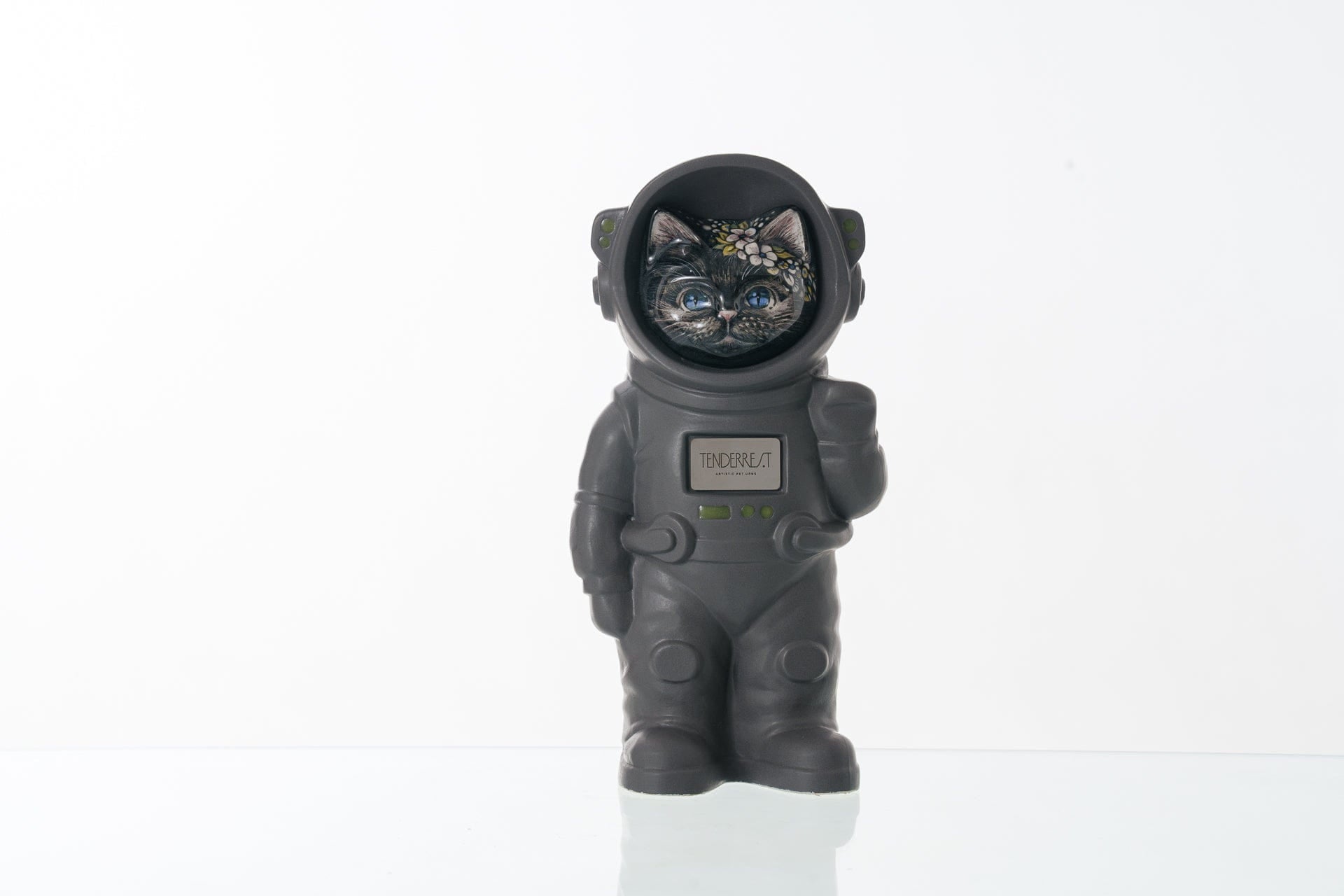 Pulvis Art Urns Pet Cremation Urn Aster / Gray Matte / Yes (+$50) Hand Decorated Pet Urn - Cat | Ceramic Handmade Figure