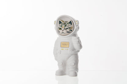 Pulvis Art Urns Pet Cremation Urn Lunar / White Matte / Yes (+$50) Hand Decorated Pet Urn - Cat | Ceramic Handmade Figure