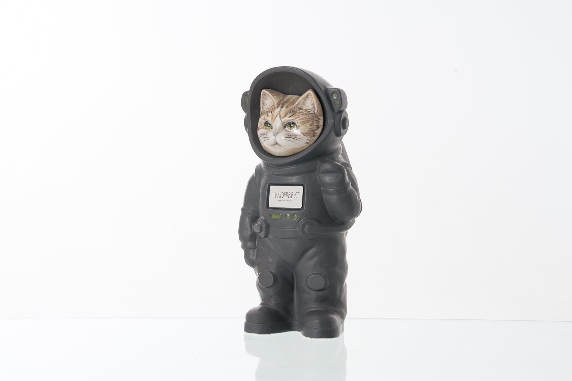 Pulvis Art Urns Pet Cremation Urn Helios / Gray Matte / Yes (+$50) Hand Decorated Pet Urn - Cat | Ceramic Handmade Figure