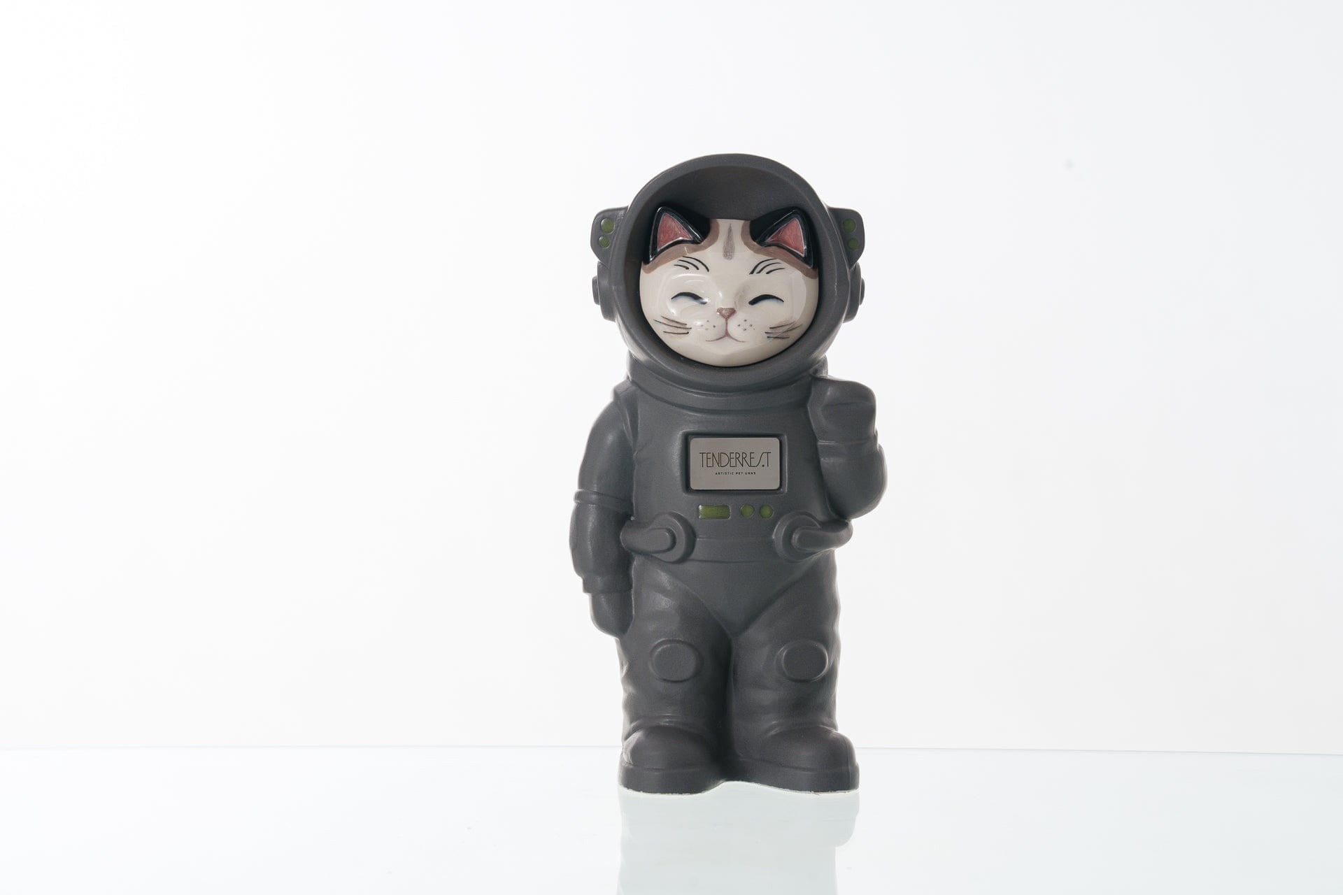 Pulvis Art Urns Pet Cremation Urn Sora / Gray Matte / Yes (+$50) Hand Decorated Pet Urn - Cat | Ceramic Handmade Figure