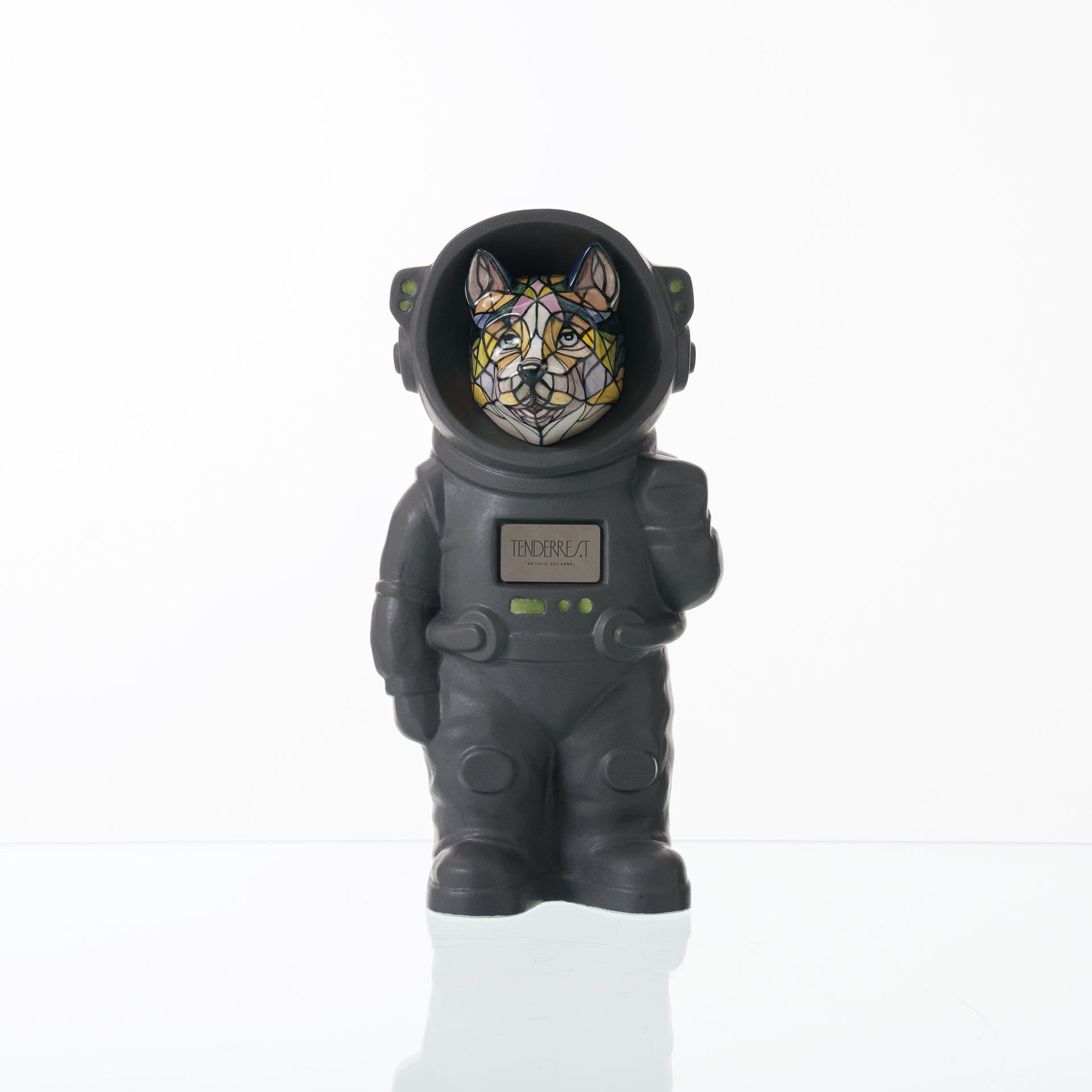 Pulvis Art Urns Pet Cremation Urn Polaris / Gray Matte / No Hand Decorated Pet Urn - Dog | Ceramic Handmade Figure