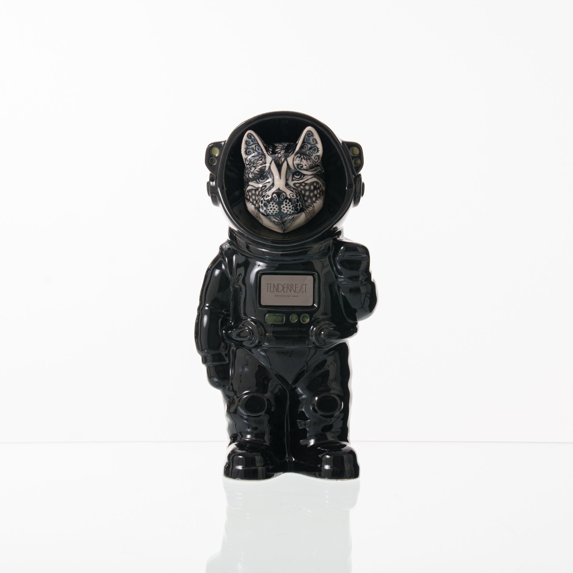 Pulvis Art Urns Pet Cremation Urn Polaris / Black / Yes (+$50) Hand Decorated Pet Urn - Dog | Ceramic Handmade Figure