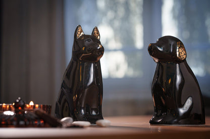 "Cuddle" Pet Urn for Dog - Black | Ceramic | Handmade - Pulvis Art Urns