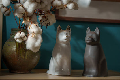"Barkley" Pet Urn for Dog - Grey Matte | Ceramic | Handmade - Pulvis Art Urns