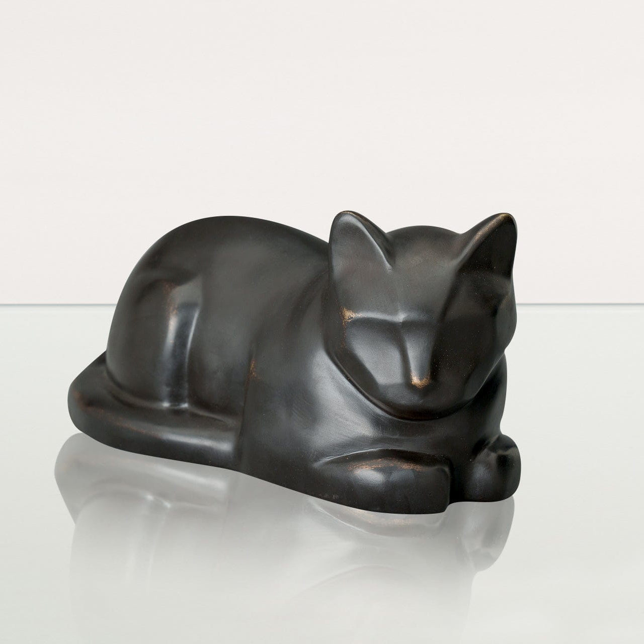 Cast Bronze Cat Urn "At Rest" | Dark Matte Patina | Cast Bronze Urn - Pulvis Art Urns