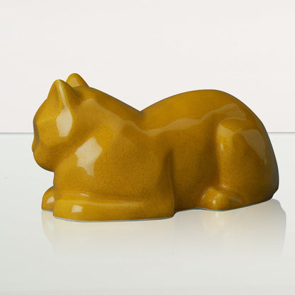 Cat Cremation Urn for Ashes - Amber Yellow | Ceramic | Handmade Cat Urn - Pulvis Art Urns