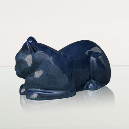 Cat Cremation Urn for Ashes - Blue Melange | Ceramic | Handmade Cat Urn - Pulvis Art Urns
