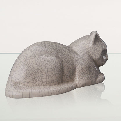 Cat Cremation Urn for Ashes - Craquelure | Ceramic | Handmade Pet Urn - Pulvis Art Urns