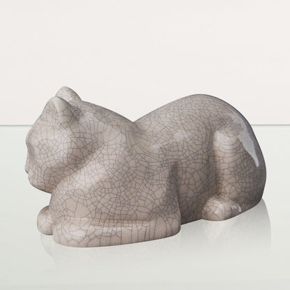 Cat Cremation Urn for Ashes - Craquelure | Ceramic | Handmade Pet Urn - Pulvis Art Urns