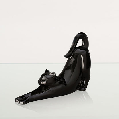 Cat Cremation Urn For Ashes "Grace" - Lamp Black | Ceramic Pet Urn - Pulvis Art Urns