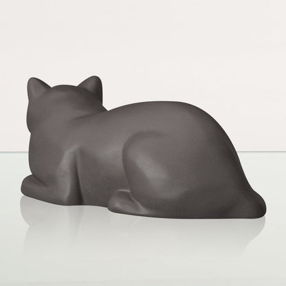 Cat Cremation Urn for Ashes - Gray Matte | Ceramic | Handmade Cat Urn - Pulvis Art Urns