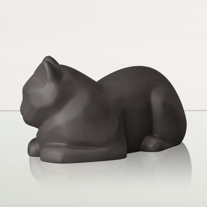 Cat Cremation Urn for Ashes - Gray Matte | Ceramic | Handmade Cat Urn - Pulvis Art Urns