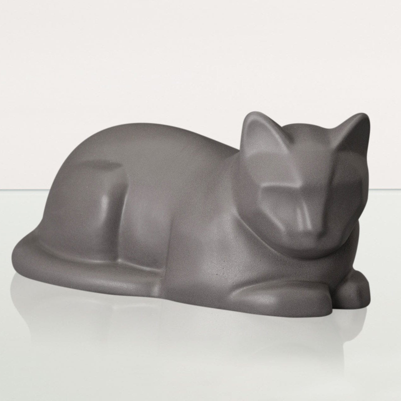 Cat Cremation Urn for Ashes - Gray Matte | Ceramic | Handmade Cat Urn - Pulvis Art Urns